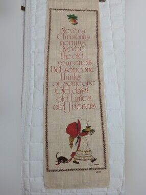 Vintage Holly Hobbie Linen Wall Hanging Christmas Decor